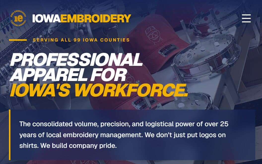 Iowa Embroidery homepage